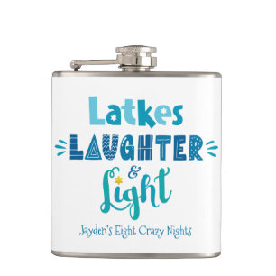 Flasques Hanoukka Latkes Rire Lumière Drôle Nom personnalis