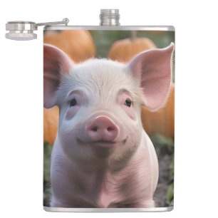 Flasques Heureux Comme Un Cochon Bébé Dans Un Patch Citroui