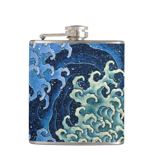 Flasques Hokusai Vague féminine Océan Vintage (Devant)