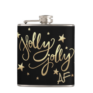 Flasques Holly Jolly AF Shiny Gold Faux Foil Script