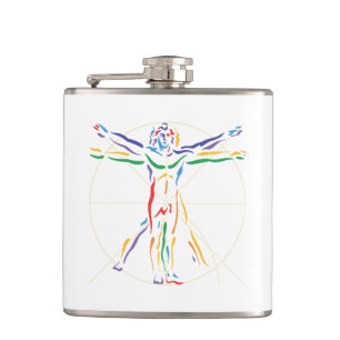 Flasques Homme d'anatomie de DaVinci en couleurs de chakra