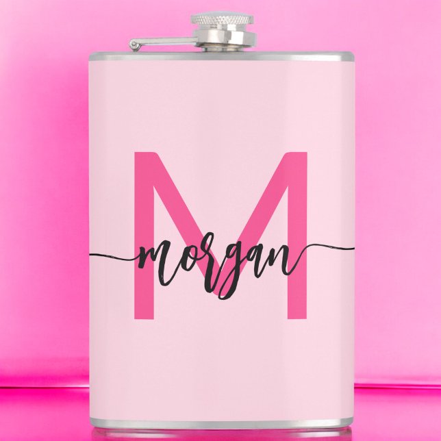 Flasques Hot rose Monogram Fête de la Bachelorette (Créateur téléchargé)