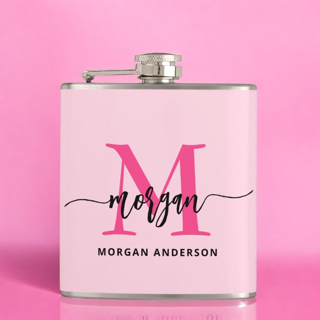 Flasques Hot rose Monogram Fête de la Bachelorette (Créateur téléchargé)
