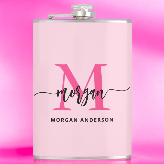 Flasques Hot rose Monogram Fête de la Bachelorette (Créateur téléchargé)