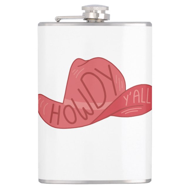 Flasques Howdy Y'all Cowboy/Cowgirl Casquette Art rose (Devant)