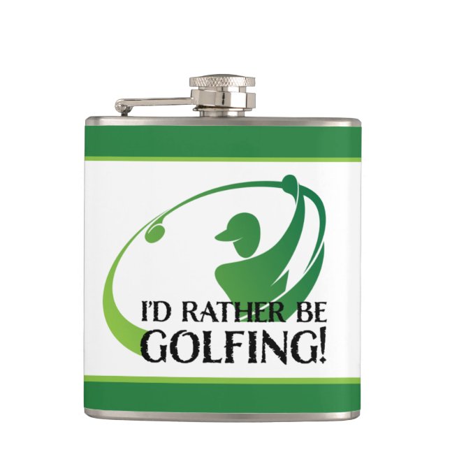 Flasques Humour de golf Je préférerais être en train de jou (Devant)
