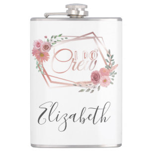 Flasques I Do Crew Rose Floral Fleurs Roses Vert feuillage 
