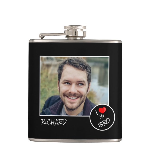 Flasques I Love My Bro, Custom Photo - Personnalisé (Devant)