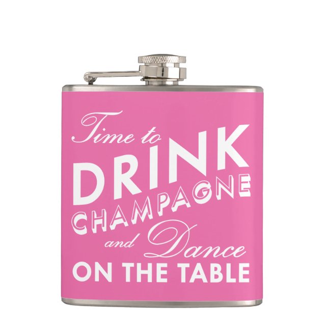 Flasques Il est temps de boire du Champagne Rose & Blanc fl (Devant)