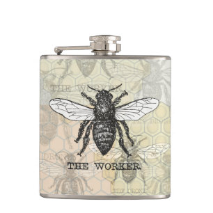 Flasques Illustration de l'abeille du travailleur vintage