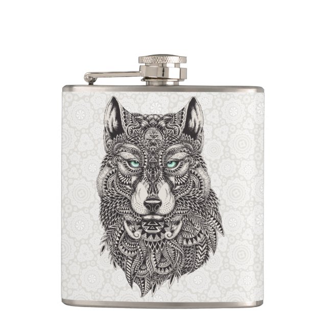 Flasques Illustration détaillée du portrait de loup (Devant)