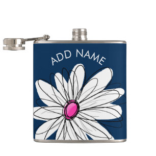 Flasques Illustration florale branchée de Daisy - marine e