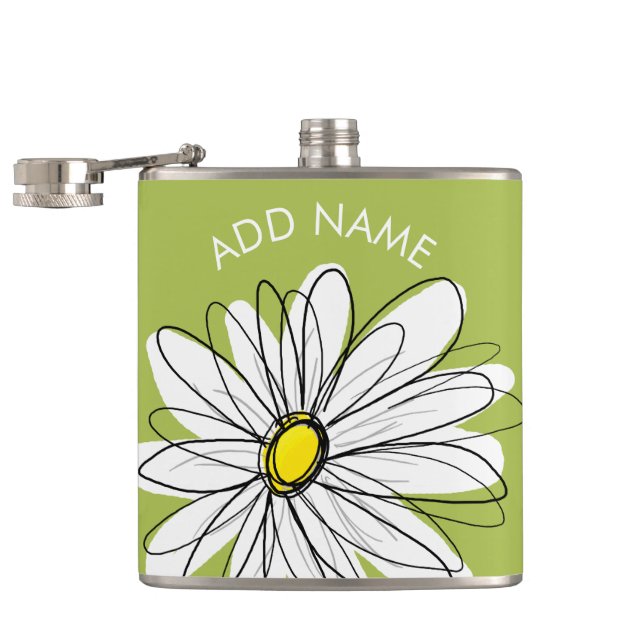 Flasques Illustration florale Daisy tendance - chaux et jau (Ouvert)