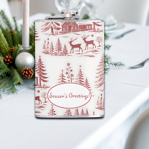 Flasques Illustration vintage rennes et maisons hiver