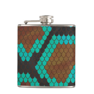 Flasques Impression Brown et Turquoise de serpent