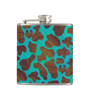 Flasques Impression Brown et Turquoise de vache