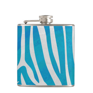 Flasques Impression en bleu et blanc Zebra