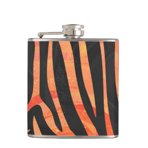 Flasques Impression noire et orange Zebra