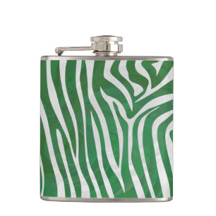 Flasques Impression verte et blanche Zebra