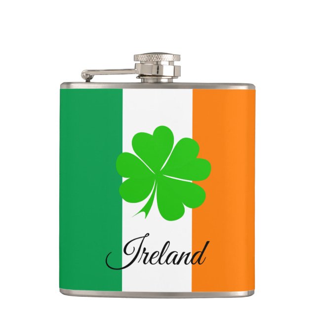 Flasques Irish Flag & Shamrock, voyage Irlande/fans sportif (Devant)