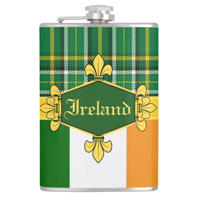Flasques Irlande National Tartan, drapeau, Personnaliser av (Devant)