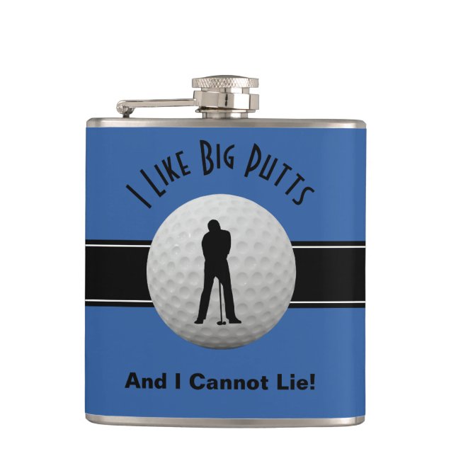 Flasques J'Aime Big Putts Golf Devis Humour Funny Blue Blac (Devant)