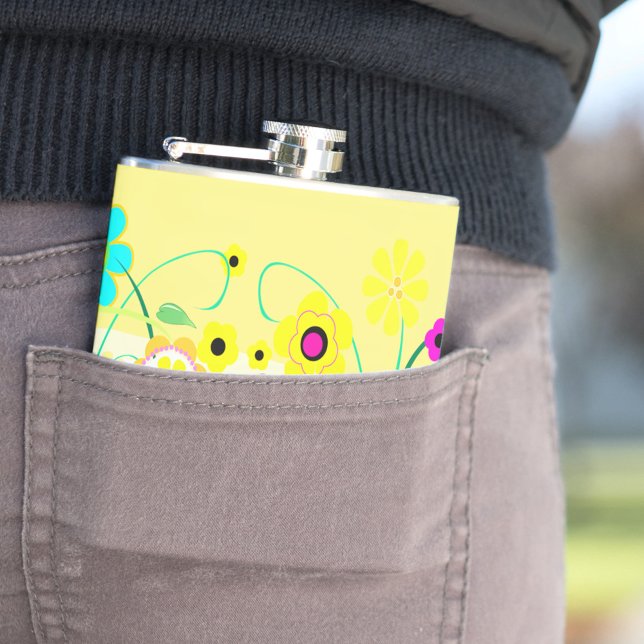 Flasques Jardin Jaune (Pretty Yellow Flowering Hip Flask!)