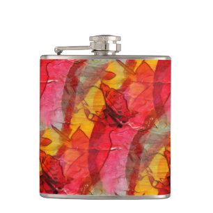 Flasques Jaune rouge d'art d'aquarelle