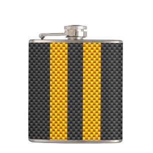 Flasques Jaune Tirages de course Carbone Fiber Style
