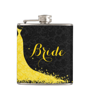 Flasques Jaune Vintage Mariage Robe Mariage Texte