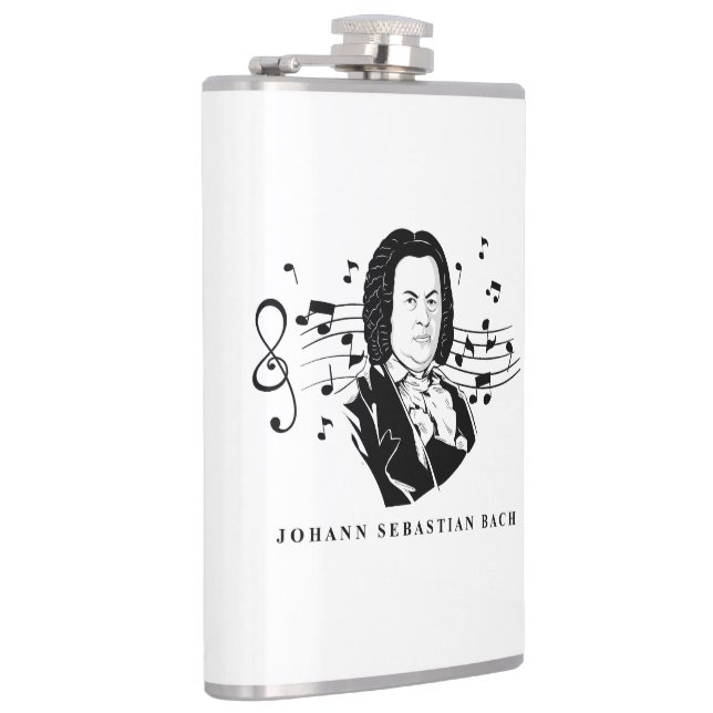 Flasques Johann Sebastian Bach Portrait et buste avec notes (Droite)