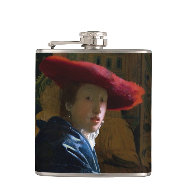 Flasques Johannes Vermeer - Fille avec un Casquette rouge (Devant)