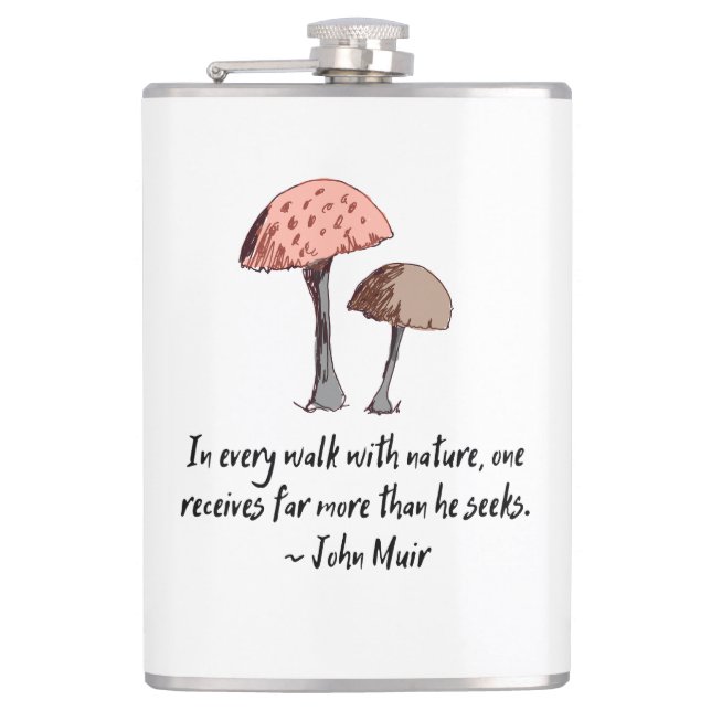 Flasques John Muir Citation Hand-Drawn Champager Hiker (Devant)