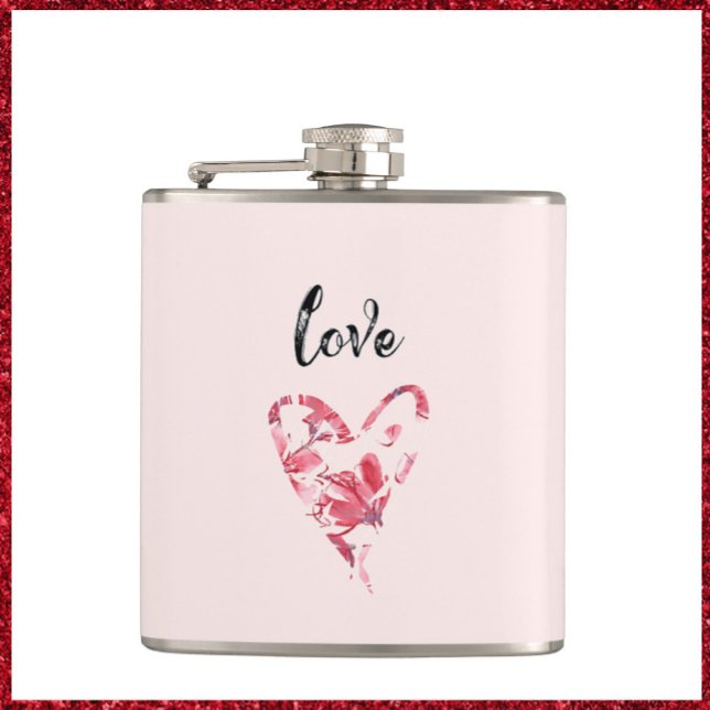 Flasques Joli amour rose coeur floral (Créateur téléchargé)