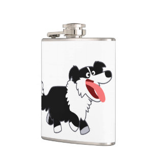 Flasques Joli Cartoon Bordure Collie Hip Flask