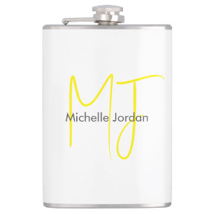 Flasques Joli Monogramme Jaune Blanc Moderne Minimaliste