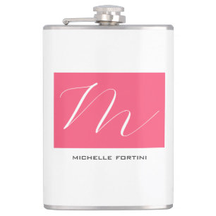 Flasques Joli Monogramme rose blanc moderne