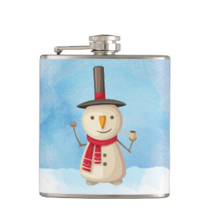 Flasques Joli Snowman De Noël En Vêtement Et Sourire