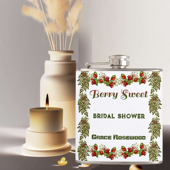 Flasques Jolie Fête de Mariage avec Feuillage d'Automne et  (Cute Fall Foliage Autumn Berry Sweet Bridal Shower Flask)