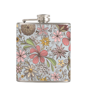 Flasques Jolie fille Vieux Rose Rose Floral Doodles Design