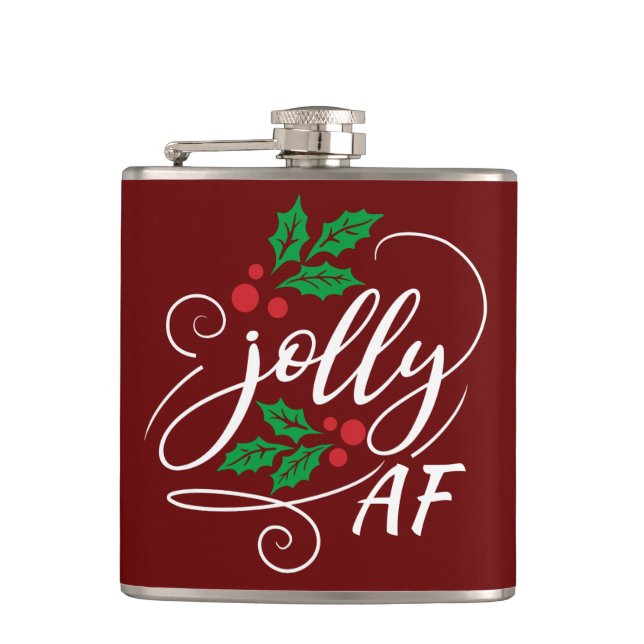 Flasques Jolly AF Noël Holly Alcool Boire Humour (Devant)