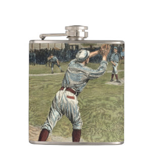 Flasques Joueur de baseball jeté à la seconde base