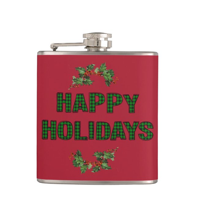 Flasques Joyeuses vacances Vinyl Wrapped Flask (Devant)