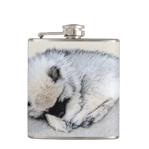 Flasques Keeshond Sleeping Puppy Peinture Chien Art origina
