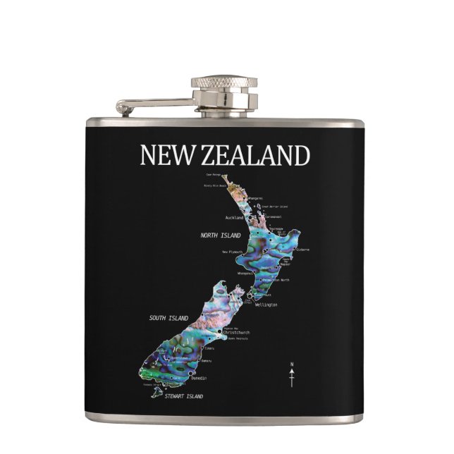 FLASQUES KIWI NOUVELLE ZÉLANDE KIWI CARTE PAUA (Devant)