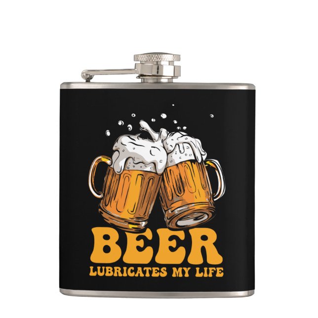 Flasques "La bière lubrifie ma vie" (Devant)