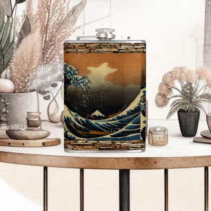 Flasques La Grande Vague de Kanagawa Artiste japonais Vinta