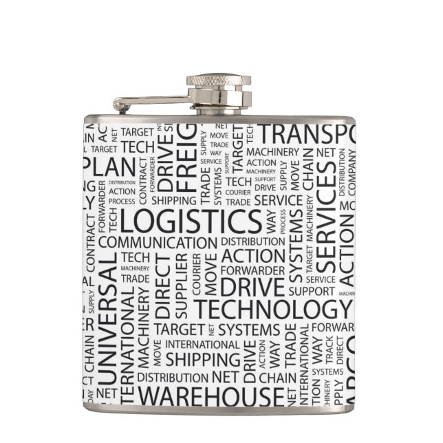 Flasques La LOGISTIQUE modèle avec des mots (Devant)