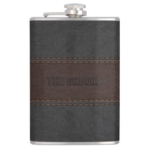 Flasques La Masculine de la pièce Texture en cuir Brown et