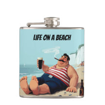 La vie sur la plage, homme fumant un cigare et buv